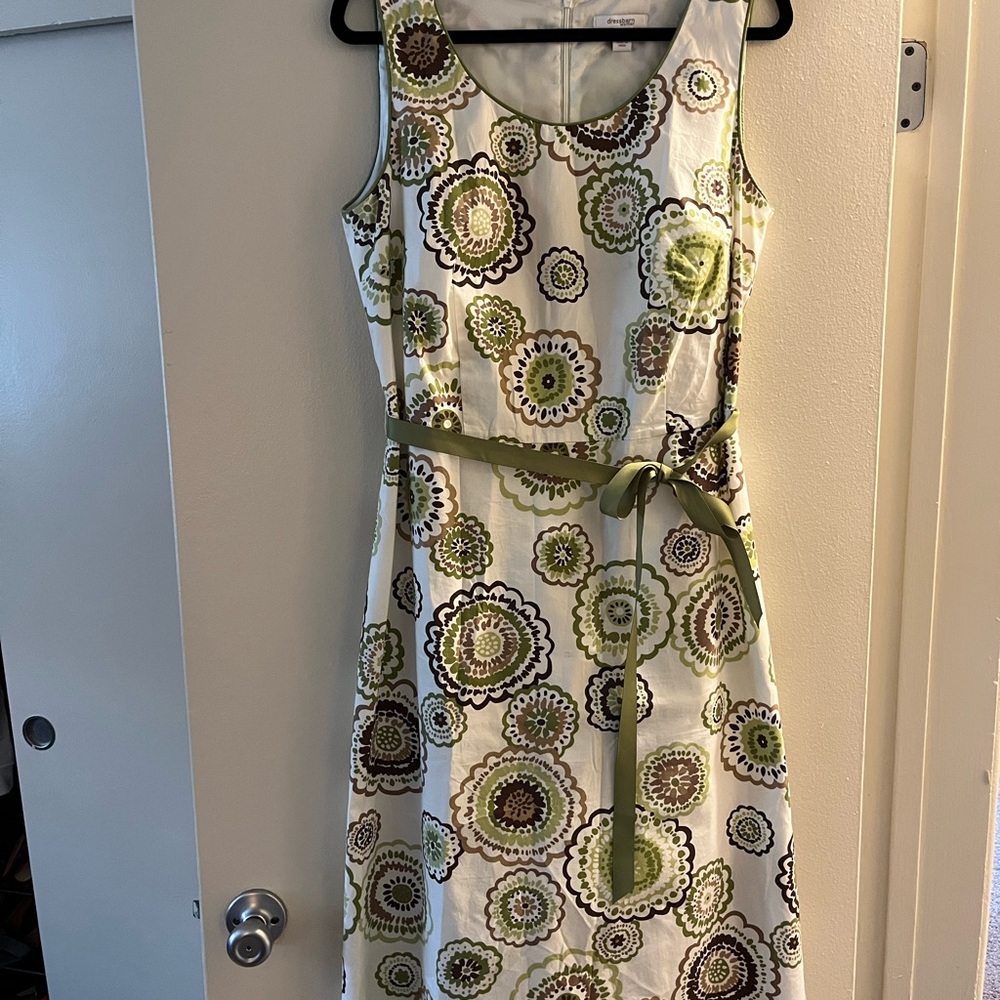 Floral Green and White Dress